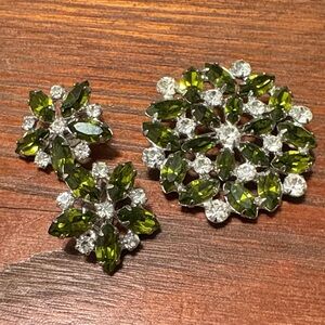 vintage B David signed brooch and clip on earrings.